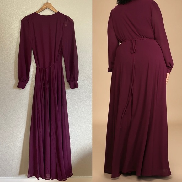 NWOT My Whole Heart Plum Long Sleeve Wrap Dress - Picture 3 of 5